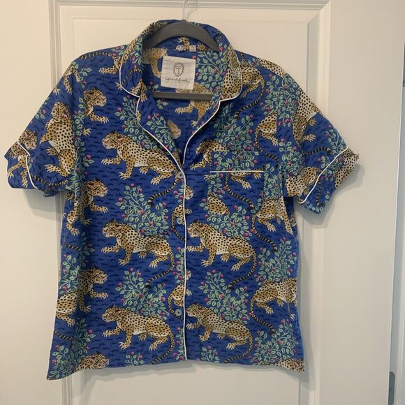 Anthropologie Print Fresh Bagheera Leopard Pajama Top Sleep Shirt Women … - Picture 1 of 4